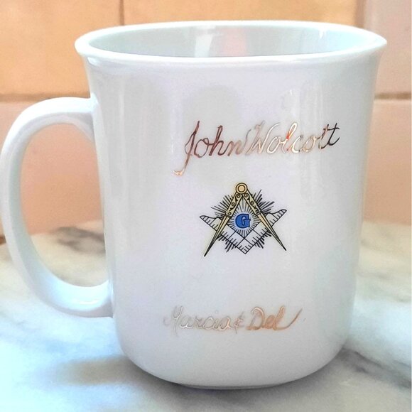 Vintage FreeMason Masonic Lodge John Wolcott Peace Harmony Purpose Coffee Mug Cu - Picture 2 of 5